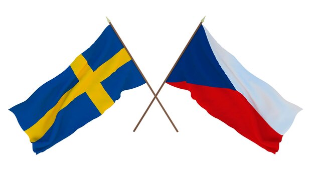 Background for designers illustrators National Independence Day Flags Sweden and Czech Republic