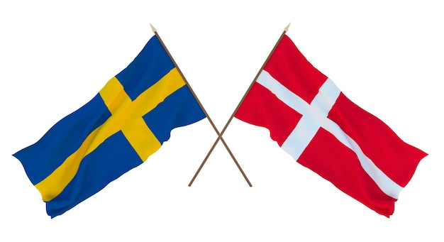 Background for designers illustrators National Independence Day Flags Sweden and Denmark