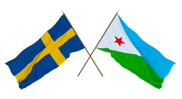 Background for designers illustrators National Independence Day Flags Sweden and Djibouti