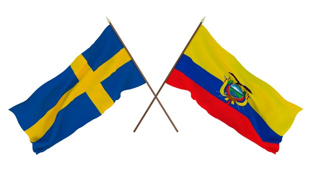 Background for designers illustrators National Independence Day Flags Sweden and Ecuador