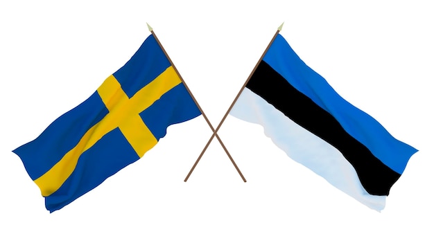 Background for designers illustrators National Independence Day Flags Sweden and Estonia