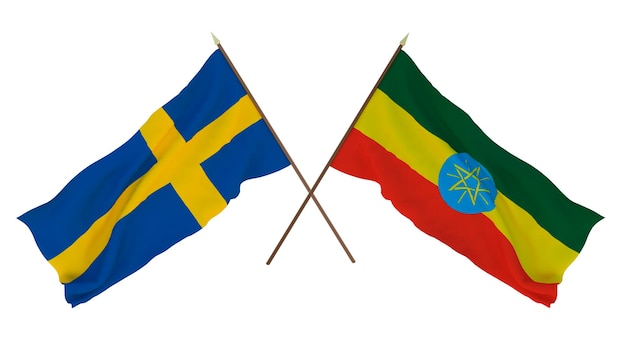 Background for designers illustrators National Independence Day Flags Sweden and Ethiopia