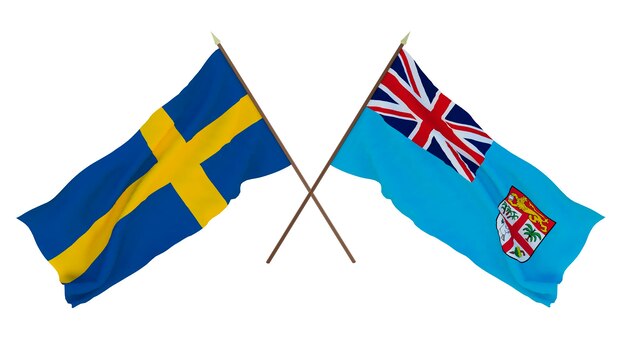 Background for designers illustrators National Independence Day Flags Sweden and Fiji