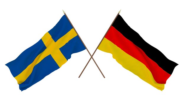 Background for designers illustrators National Independence Day Flags Sweden and Germany