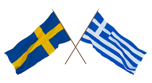 Background for designers illustrators National Independence Day Flags Sweden and Greece