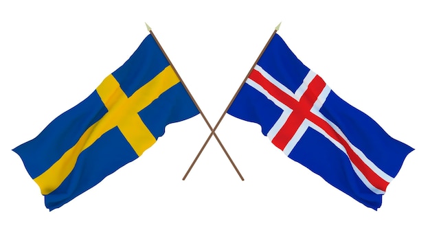 Background for designers illustrators National Independence Day Flags Sweden and Iceland