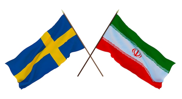 Background for designers illustrators National Independence Day Flags Sweden and Iran