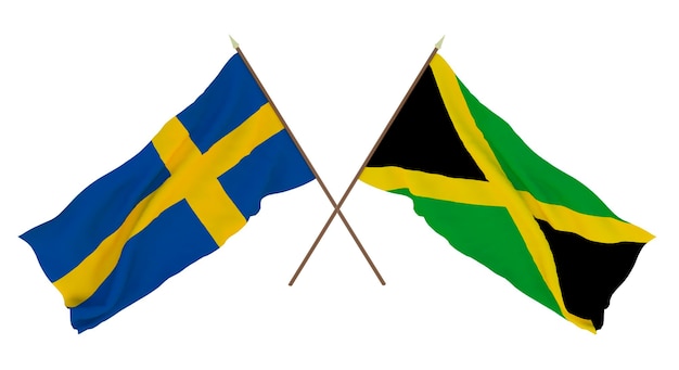 Background for designers illustrators National Independence Day Flags Sweden and Jamaica