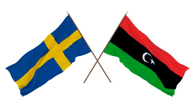 Background for designers illustrators National Independence Day Flags Sweden and Libya