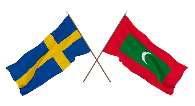 Background for designers illustrators National Independence Day Flags Sweden and Maldives