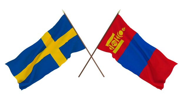 Background for designers illustrators National Independence Day Flags Sweden and Mongolia