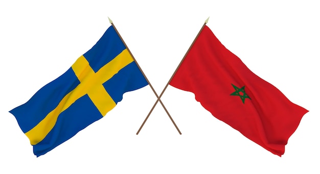 Background for designers illustrators National Independence Day Flags Sweden and Morocco