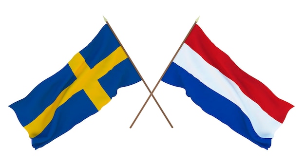 Background for designers illustrators National Independence Day Flags Sweden and Netherlands