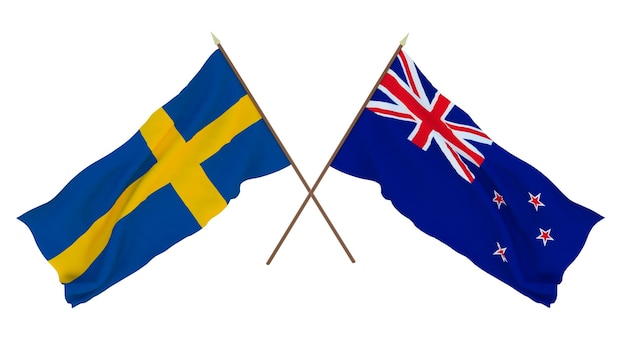 Background for designers illustrators National Independence Day Flags Sweden and New Zealand