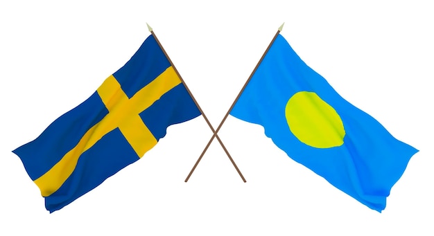 Background for designers illustrators National Independence Day Flags Sweden and Palau