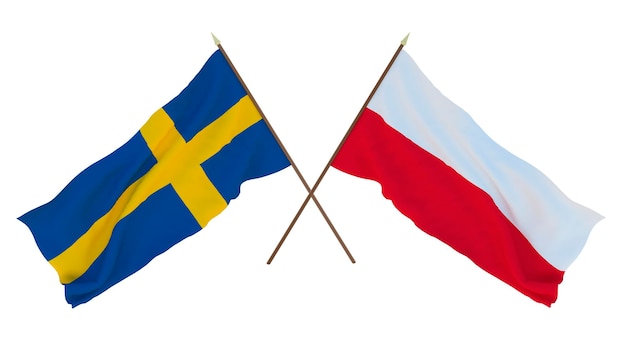 Background for designers illustrators National Independence Day Flags Sweden and Poland