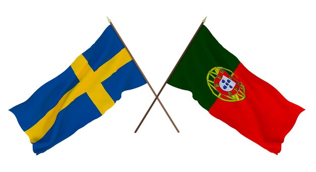 Background for designers illustrators National Independence Day Flags Sweden and Portugal