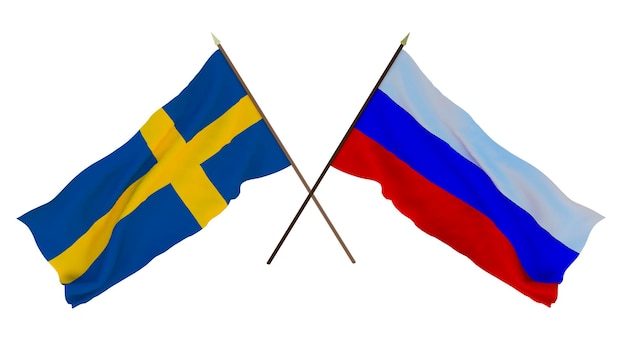 Background for designers illustrators National Independence Day Flags Sweden and Russia