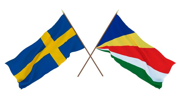 Background for designers illustrators National Independence Day Flags Sweden and Seychelles