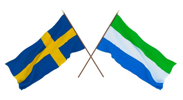 Background for designers illustrators National Independence Day Flags Sweden and Sierra Leone