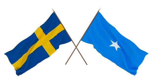 Background for designers illustrators National Independence Day Flags Sweden and Somalia