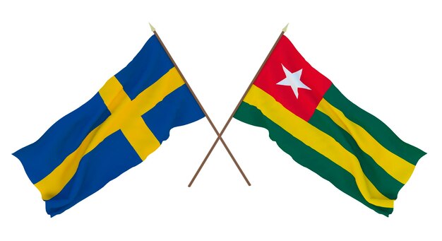 Background for designers illustrators National Independence Day Flags Sweden and Togo