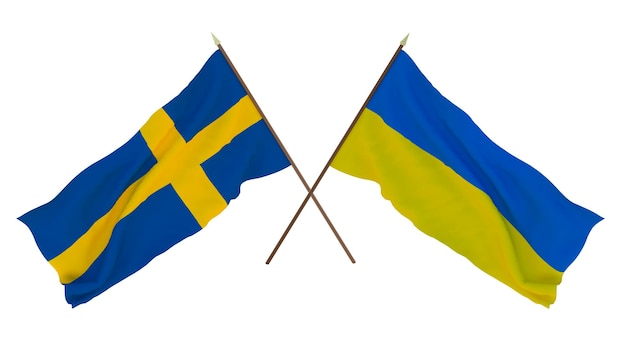 Background for designers illustrators National Independence Day Flags Sweden and Ukraine