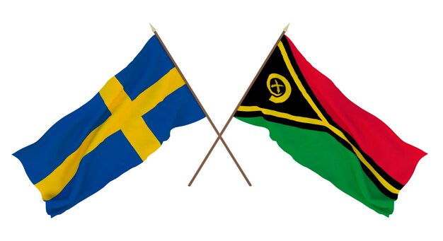 Background for designers illustrators National Independence Day Flags Sweden and Vanuatu