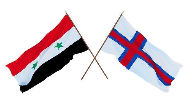 디자이너 일러스트레이터를 위한 배경 독립 기념일 깃발 시리아와 페로 제도