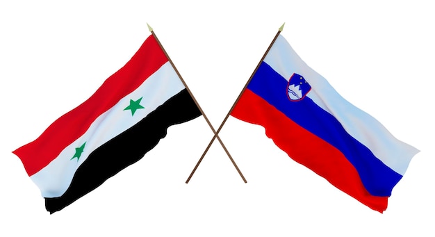 Фон для дизайнеров-иллюстраторов День национальной независимости Флаги Сирии и Словении
