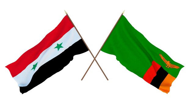 デザイナーのイラストレーターのための背景国立独立記念日フラグ シリアとザンビア