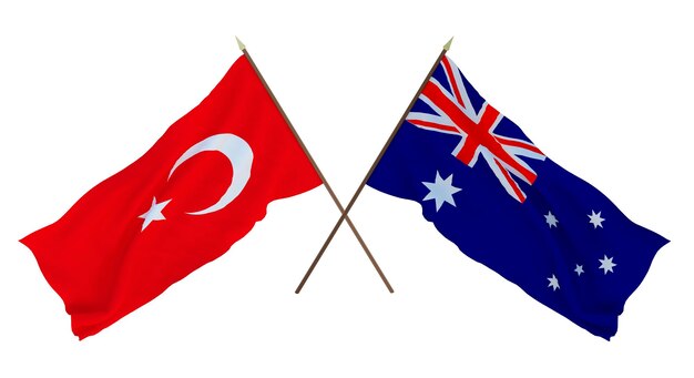 デザイナーのイラストレーターのための背景 国民の独立記念日 フラグ トルコとオーストラリア