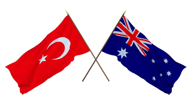 Background for designers illustrators National Independence Day Flags Turkey and Australia