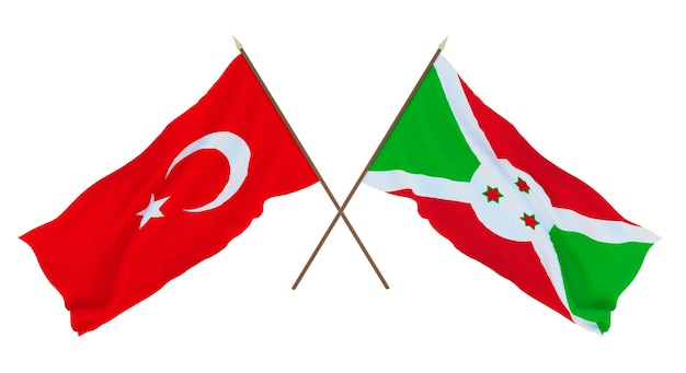 Background for designers illustrators National Independence Day Flags Turkey and Burundi