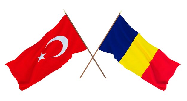 Background for designers illustrators National Independence Day Flags Turkey and Chad