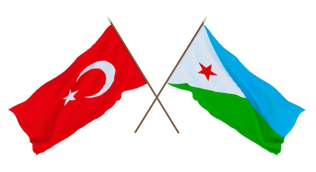 Background for designers illustrators National Independence Day Flags Turkey and Djibouti