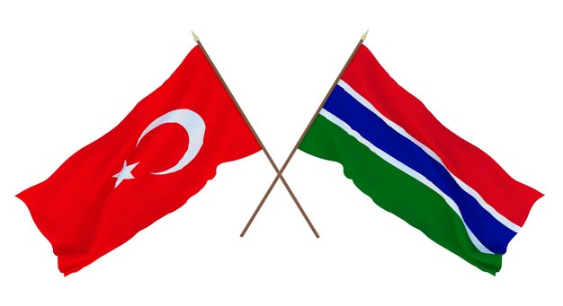 Background for designers illustrators National Independence Day Flags Turkey and Gambia