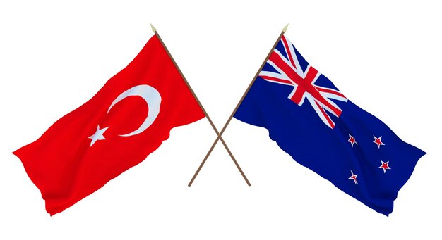 デザイナーのイラストレーターのための背景 国民の独立記念日 フラグ トルコとニュージーランド