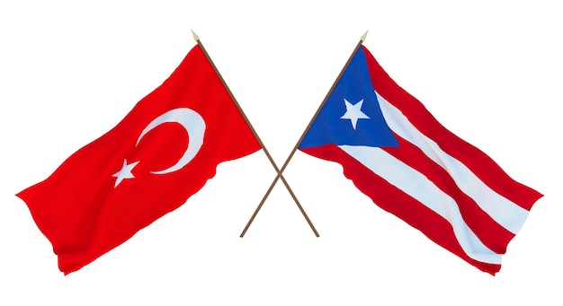 Background for designers illustrators National Independence Day Flags Turkey and PuertoRico