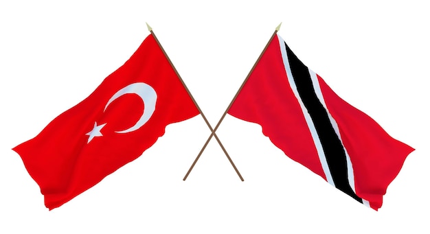 Background for designers illustrators National Independence Day Flags Turkey and Trinidad and Tobago