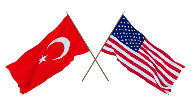 デザイナーのイラストレーターのための背景国立独立記念日フラグ トルコとアメリカ合衆国アメリカ合衆国