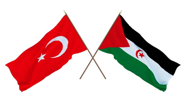 Background for designers illustrators National Independence Day Flags Turkey and Western Sahara