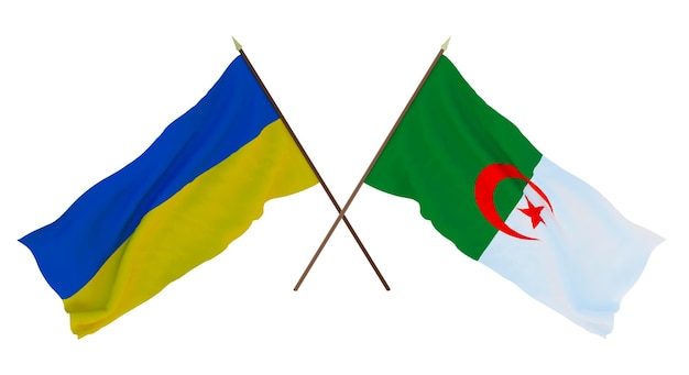 Background for designers illustrators National Independence Day Flags of Ukraine and Algeria