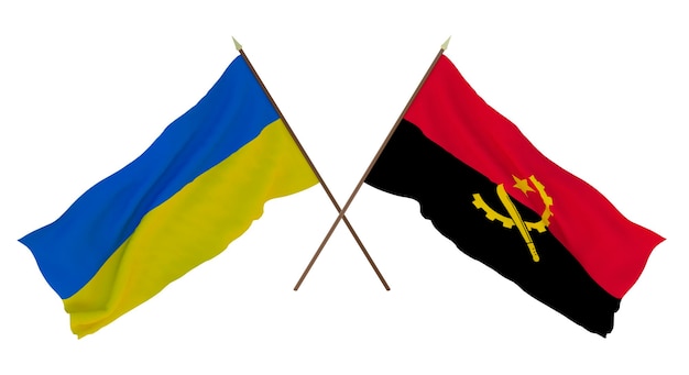 Background for designers illustrators National Independence Day Flags of Ukraine and Angola