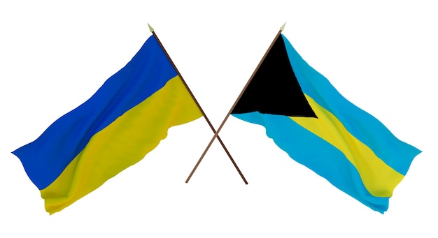 Background for designers illustrators National Independence Day Flags of Ukraine and Bahamas