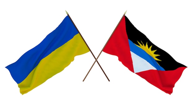 Background for designers illustrators National Independence Day Flags of Ukraine and Barbuda