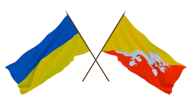 Background for designers illustrators National Independence Day Flags of Ukraine and Bhutan