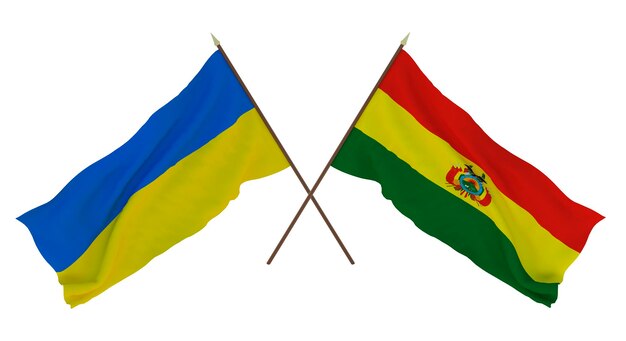 Background for designers illustrators National Independence Day Flags of Ukraine and Bolivia