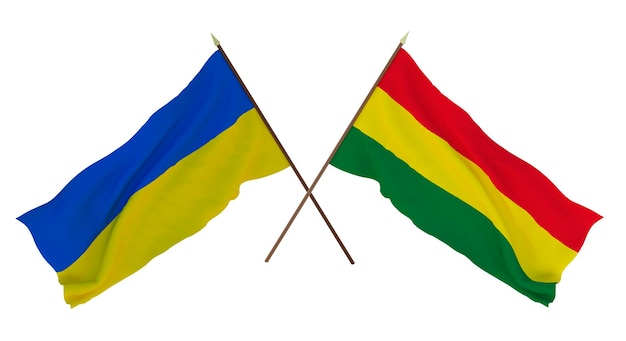 Background for designers illustrators National Independence Day Flags of Ukraine and Bolivia