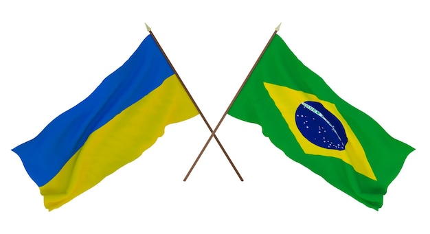 Background for designers illustrators National Independence Day Flags of Ukraine and Brazil